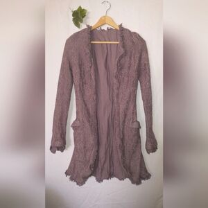 Fairycore Witchy Cottagecore Lavender Textured Long Coat Cardigan Small